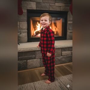 Plaid Red and Black Kids Pajamas